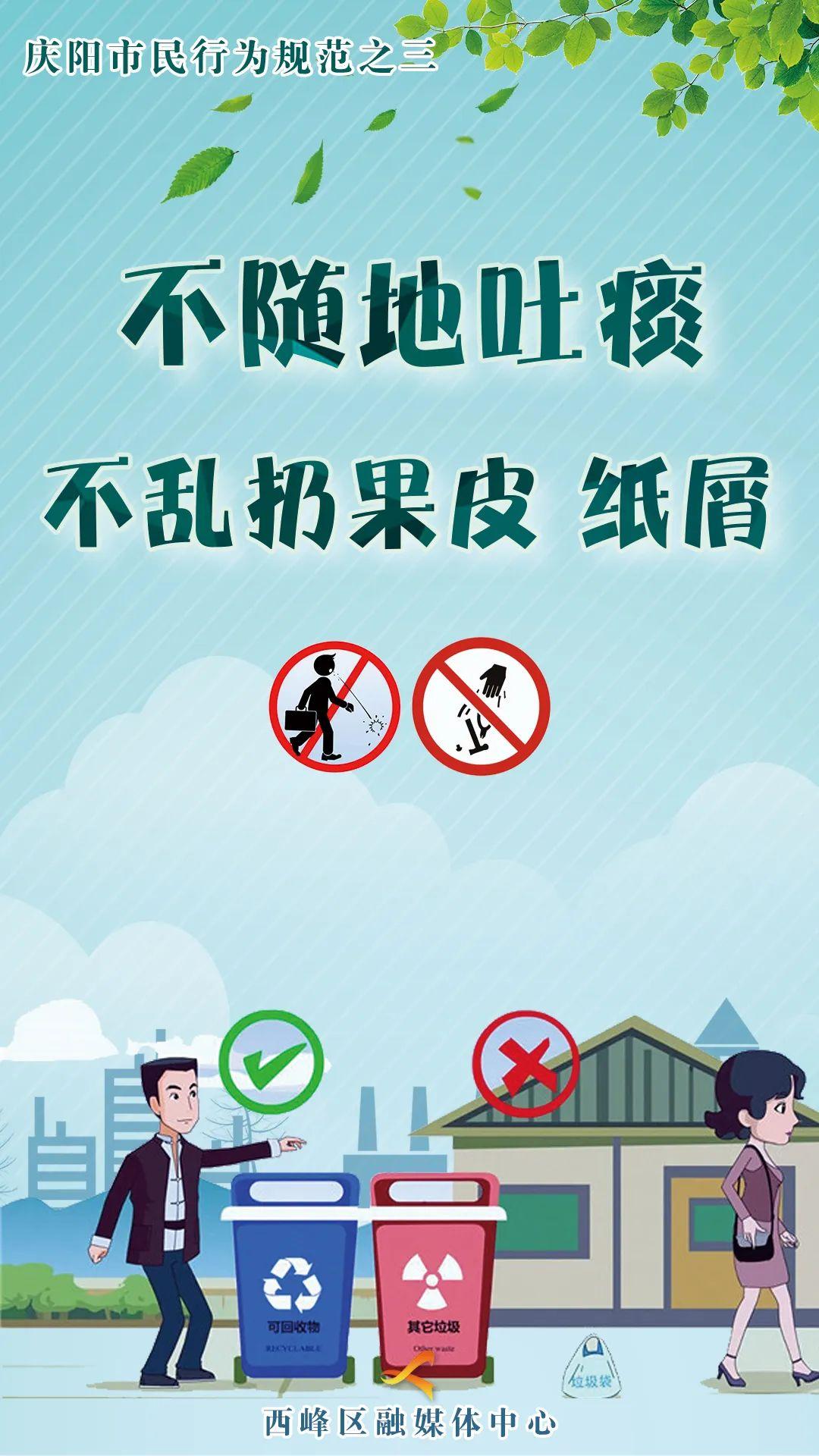 【海報】慶陽市民行為規范之三 | 不隨地吐痰 不亂扔果皮紙屑